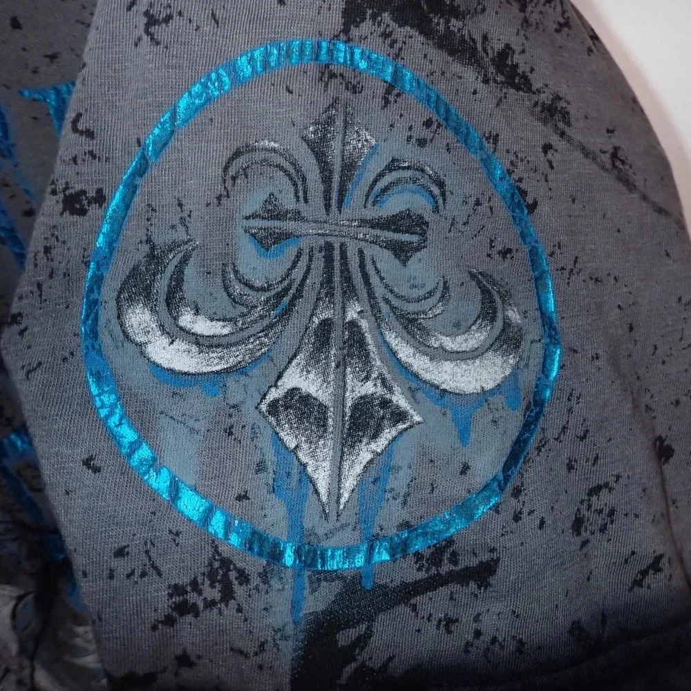 Affliction Live Fast black grey and blue t-shirt size XL - Picture 7 of 9